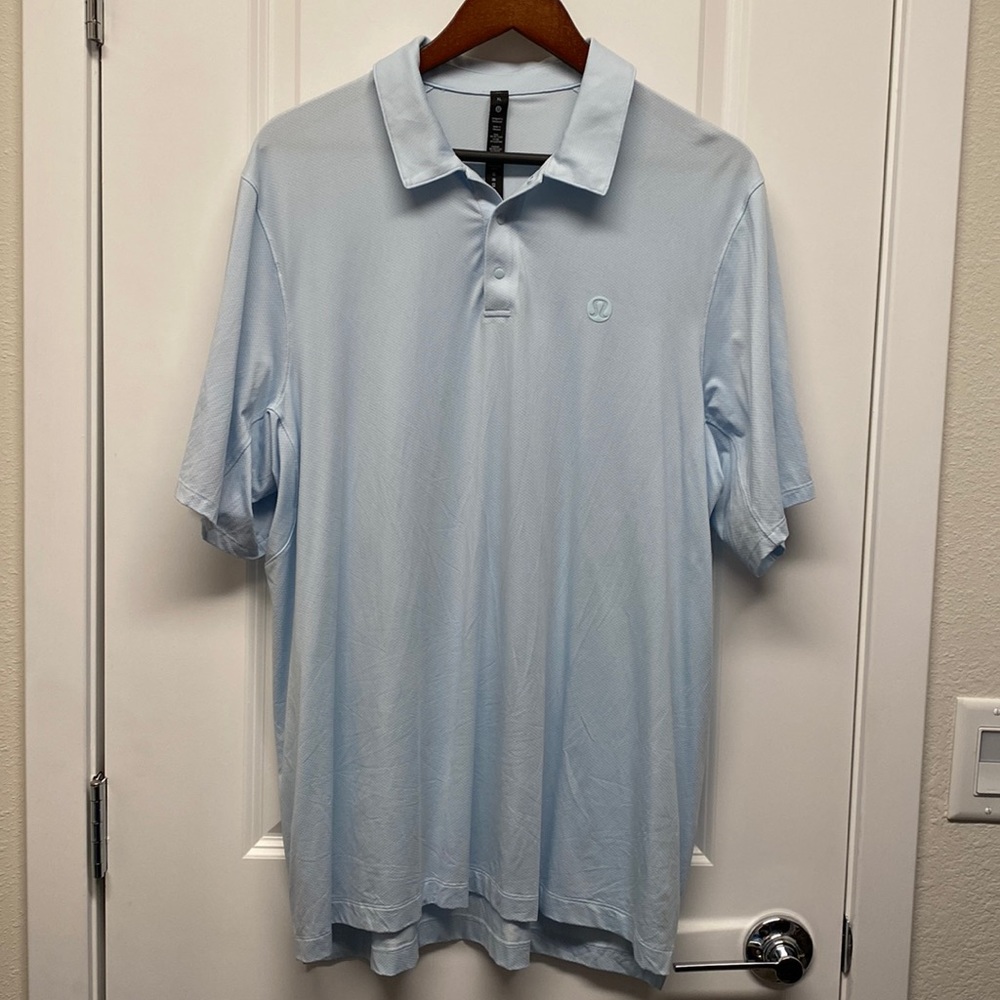 Mens - Lululemon Sport Logo Polo Light Blue - XL